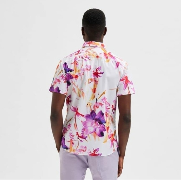 Selected Homme Henrik Slim Fit Floral Button Down Shirt - Picture 3 of 10